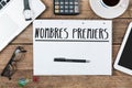 French text nombres premiers prime numbers on note pad at offi